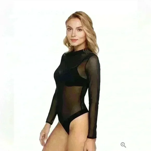 Sheer Bodysuit Long Sleeve by Less Is Amor - Picture 2 of 3